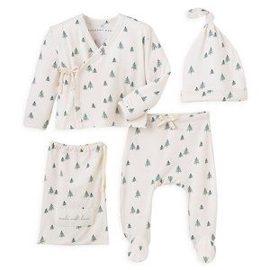 Elegant Baby Baby's 3-Piece Tree Beanie, Kimono & Footie Set
